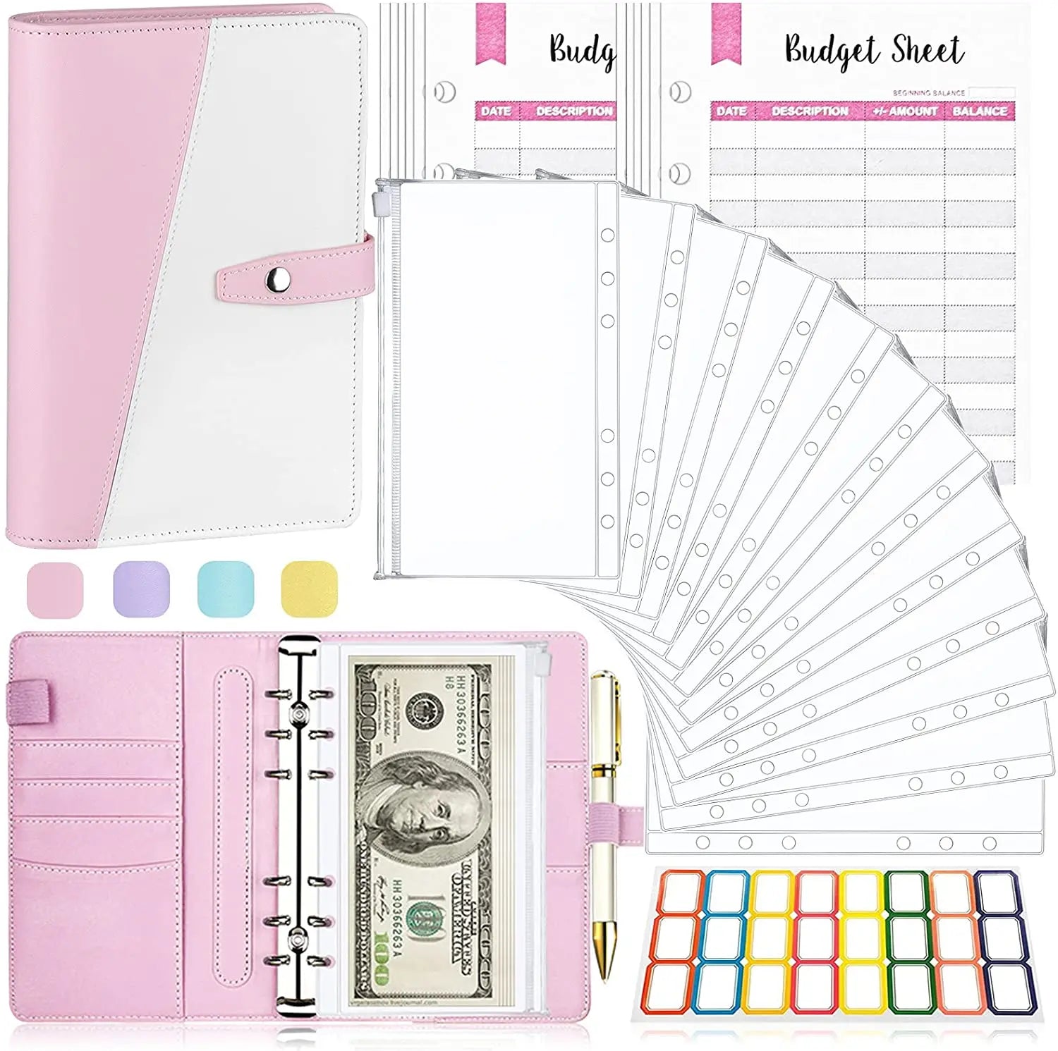 26 Pieces Budget Binder with Cash Envelopes and Budget Sheets
