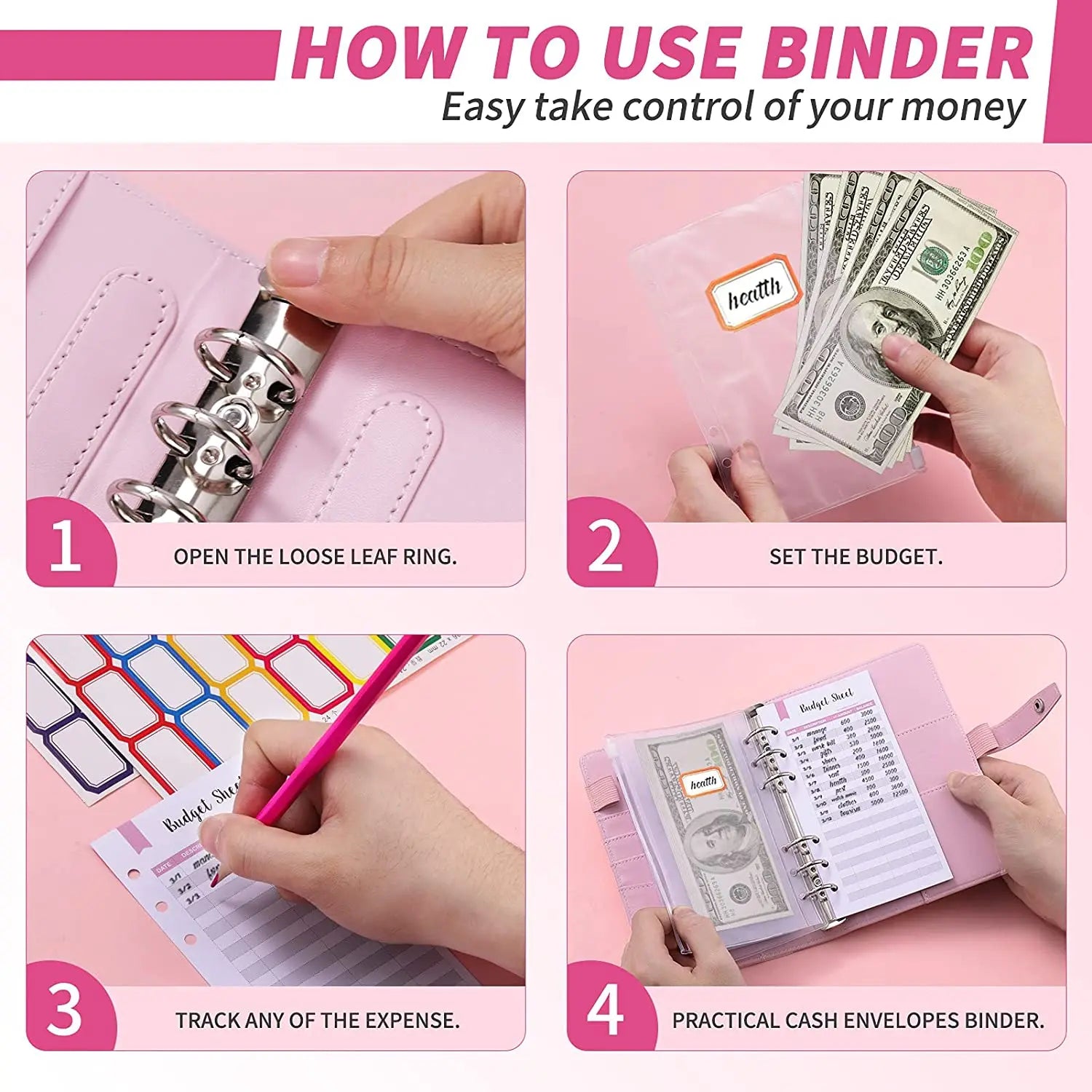26 Pieces Budget Binder with Cash Envelopes and Budget Sheets