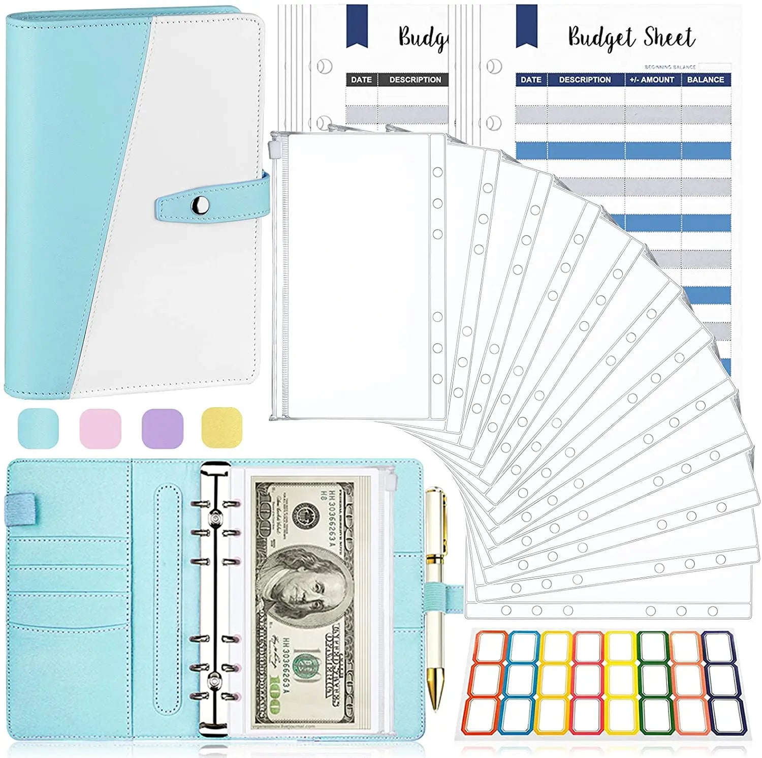 26 Pieces Budget Binder with Cash Envelopes and Budget Sheets